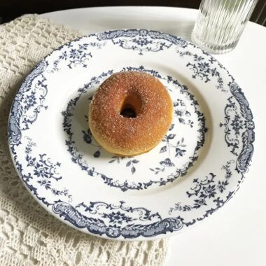 Vintage round crockery plates with floral design