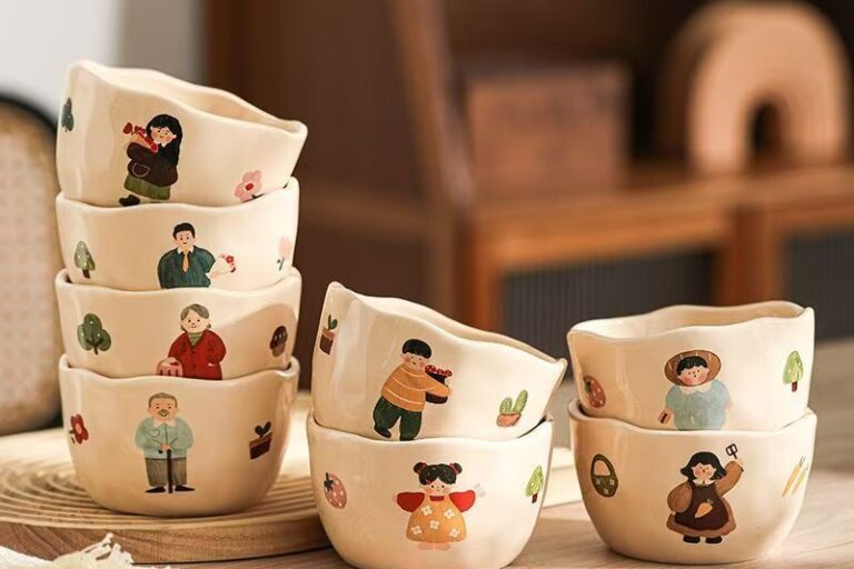 Thickened cartoon heat-resistant family ceramic bowls crockery