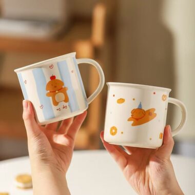 Cute cartoon puppy ceramic mugs crockery for coffee