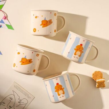 Cute cartoon puppy ceramic mugs crockery for coffee