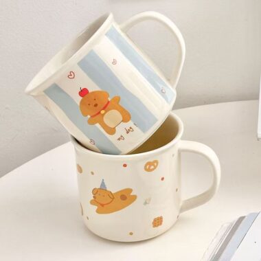 Cute cartoon puppy ceramic mugs crockery for coffee