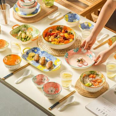 Elegant creative floral dinner sets ceramic crockery