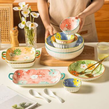 Elegant creative floral dinner sets ceramic crockery