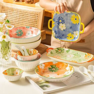 Elegant creative floral dinner sets ceramic crockery