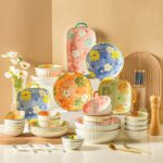Elegant creative floral dinner sets ceramic crockery