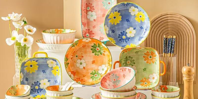 Elegant creative floral dinner sets ceramic crockery