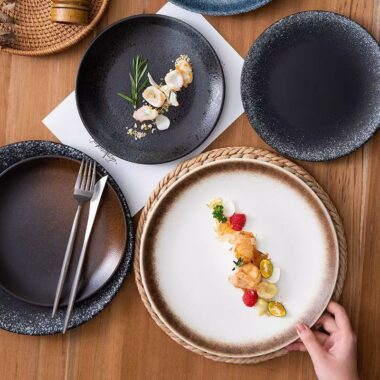Creative round ceramic plates and dishes crockery