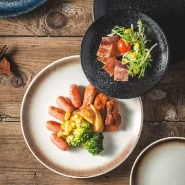 Creative round ceramic plates and dishes crockery