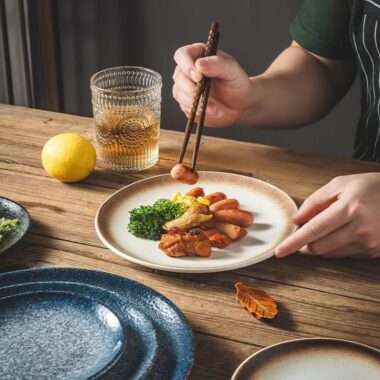 Creative round ceramic plates and dishes crockery