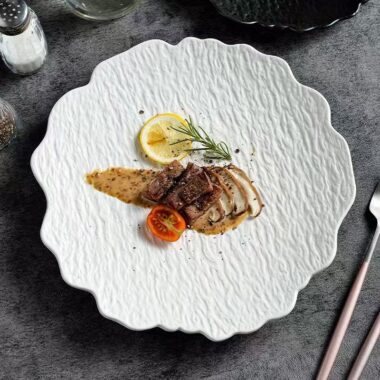 Stone-texture irregular ceramic plates & dishes crockery