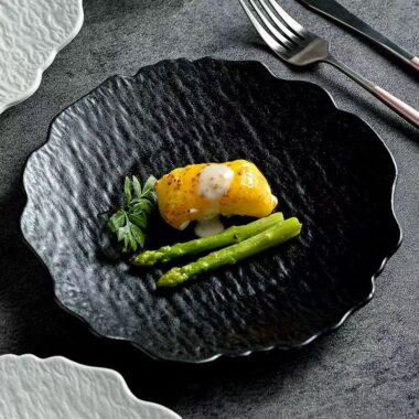 Stone-texture irregular ceramic plates & dishes crockery
