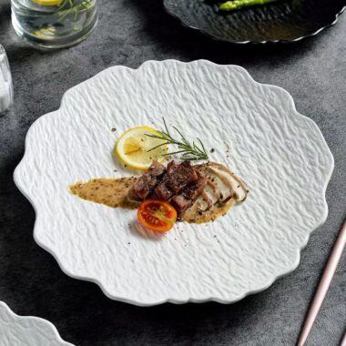 Stone-texture irregular ceramic plates & dishes crockery
