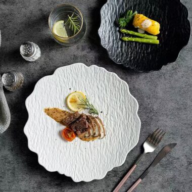 Stone-texture irregular ceramic plates & dishes crockery