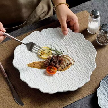 Stone-texture irregular ceramic plates & dishes crockery