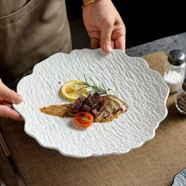 Stone-texture irregular ceramic plates & dishes crockery