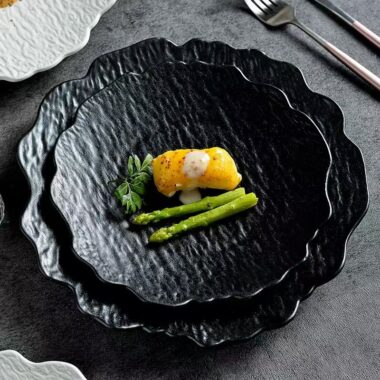 Stone-texture irregular ceramic plates & dishes crockery