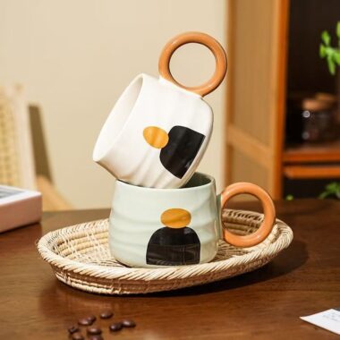 Creative vintage ceramic office coffee mugs crockery