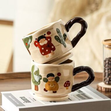 Cute thick cartoon boy girl ceramic mugs crockery