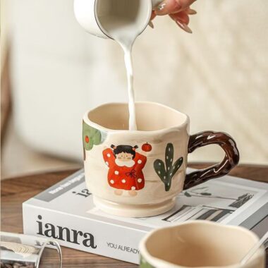 Cute thick cartoon boy girl ceramic mugs crockery