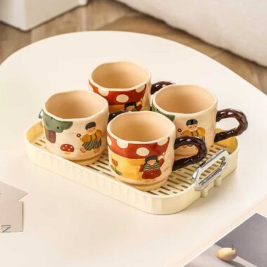 Cute thick cartoon boy girl ceramic mugs crockery