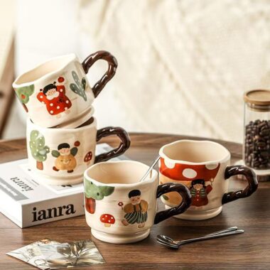 Cute thick cartoon boy girl ceramic mugs crockery