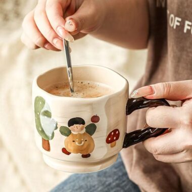 Cute thick cartoon boy girl ceramic mugs crockery