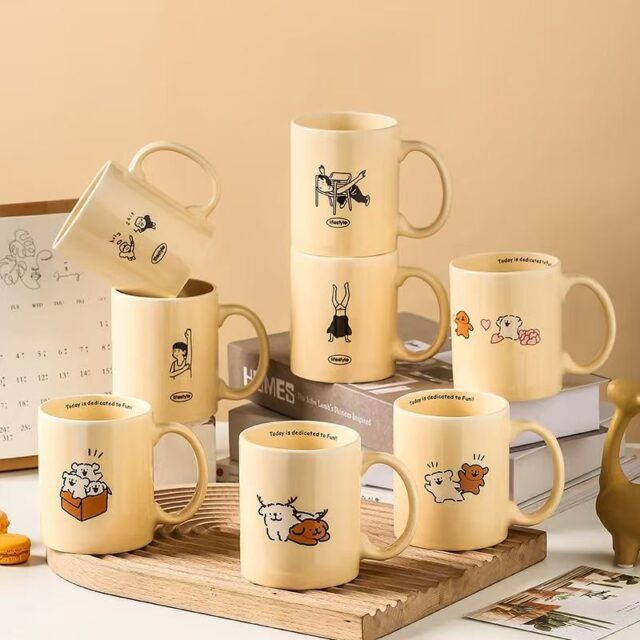 Cute cartoon ceramic cups & mugs crockery for home