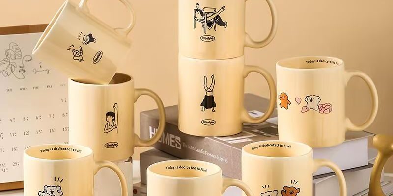 Cute cartoon ceramic cups & mugs crockery for home