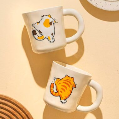 Cute cat cartoon ceramic home mugs crockery
