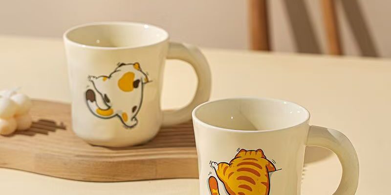 Cute cat cartoon ceramic home mugs crockery