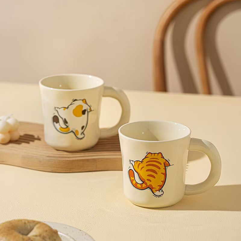 Cute cat cartoon ceramic home mugs crockery