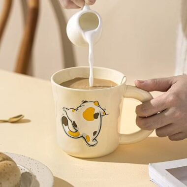 Cute cat cartoon ceramic home mugs crockery
