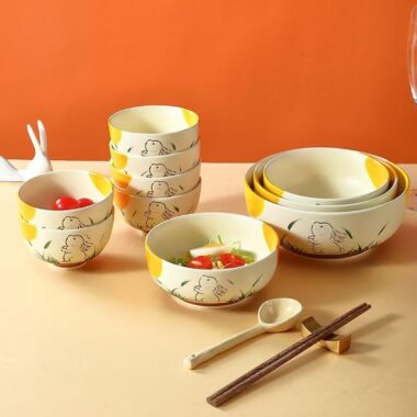 Cute cream-style hand-painted ceramic bowls crockery
