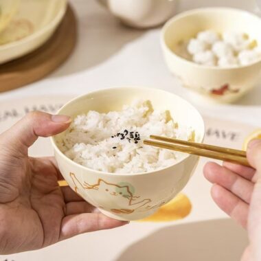 Cute cream-style cat crockery dinner sets for home