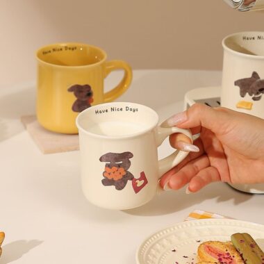 Cute dog cartoon ceramic cups & mugs crockery