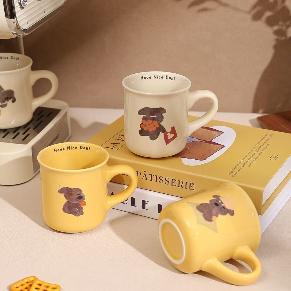 Cute dog cartoon ceramic cups & mugs crockery