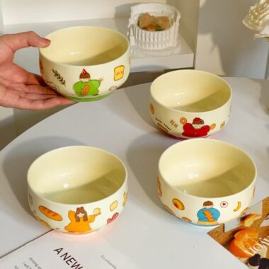 Cute family cartoon ceramic bowls crockery for home meals