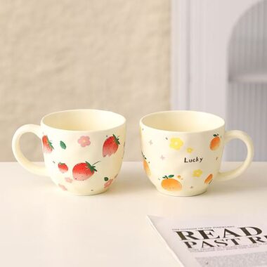 Large-capacity cute fruit ceramic mugs crockery