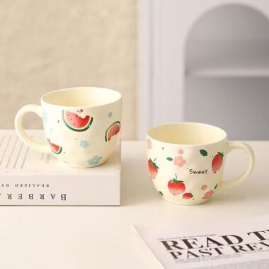 Large-capacity cute fruit ceramic mugs crockery