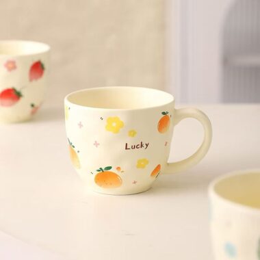 Large-capacity cute fruit ceramic mugs crockery