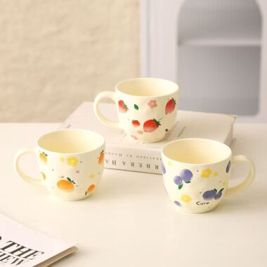 Large-capacity cute fruit ceramic mugs crockery
