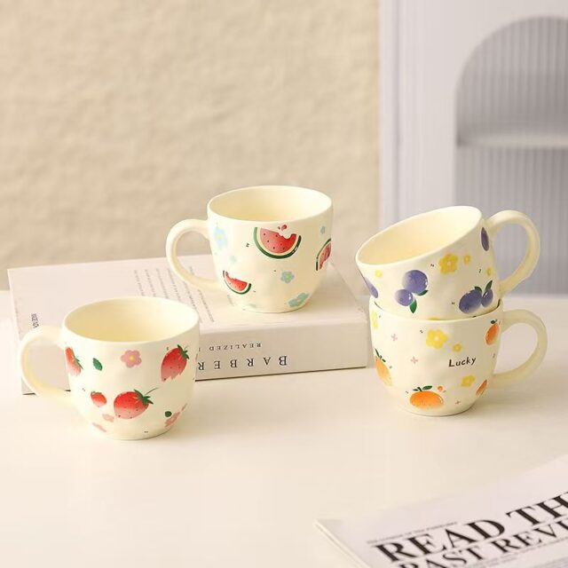 Large-capacity cute fruit ceramic mugs crockery