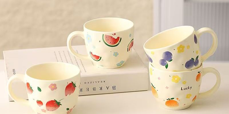 Large-capacity cute fruit ceramic mugs crockery