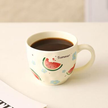 Large-capacity cute fruit ceramic mugs crockery