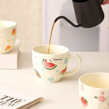 Large-capacity cute fruit ceramic mugs crockery