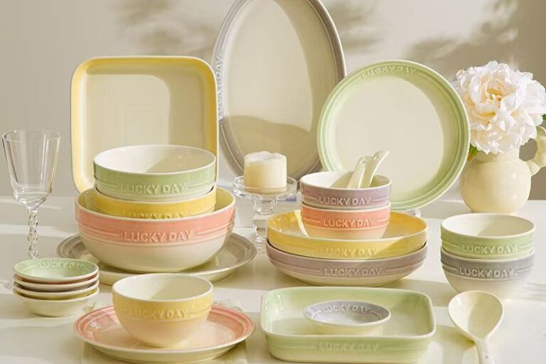 Cute gradient ceramic dinner sets crockery for home