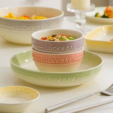 Cute gradient ceramic dinner sets crockery for home