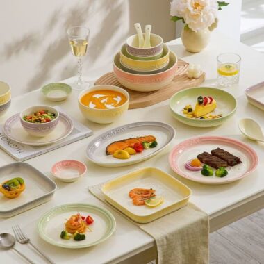 Cute gradient ceramic dinner sets crockery for home