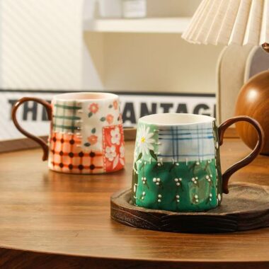 Hand-painted cute breakfast coffee ceramic mugs crockery