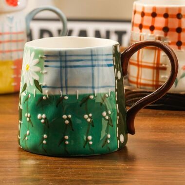 Hand-painted cute breakfast coffee ceramic mugs crockery